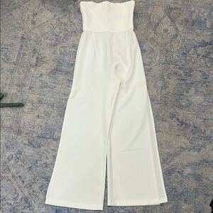Nookie White Strapless Jumpsuit with Slits